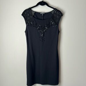 Express Little Black Bead and Lace Dress